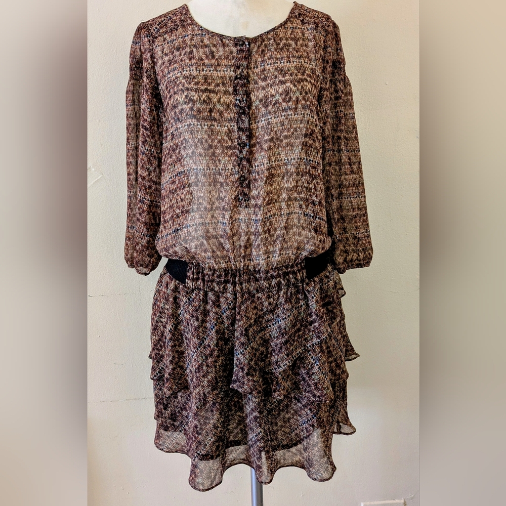Zara Basic Brown Chiffon Dress Size M